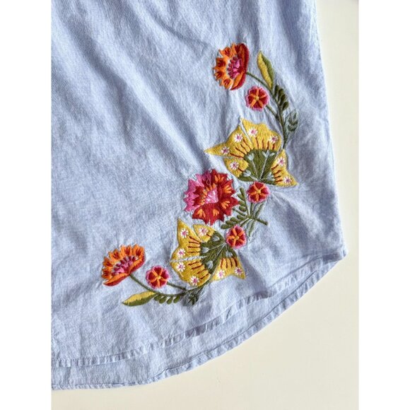 VELVET GRAHAM & SPENCER Arabelle Chambray Embroidered Peasant Blouse, Size M - Picture 11 of 16